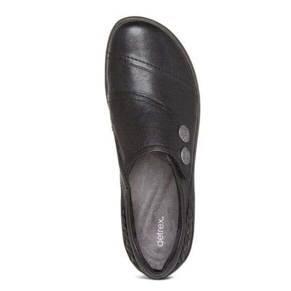 Aetrex KATRINA Black Leather Monk Strap Support Orthotic Casual Loafer - Picture 2 of 16